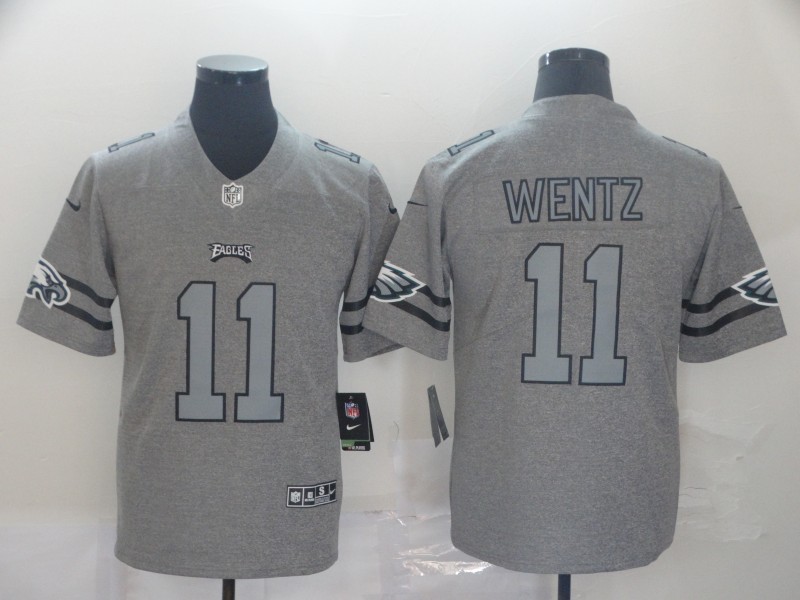 Men's Philadelphia Eagles Carson Wentz #11 Gray Team Jersey